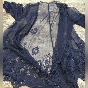 Maurices Dark Blue Mesh Cardigan